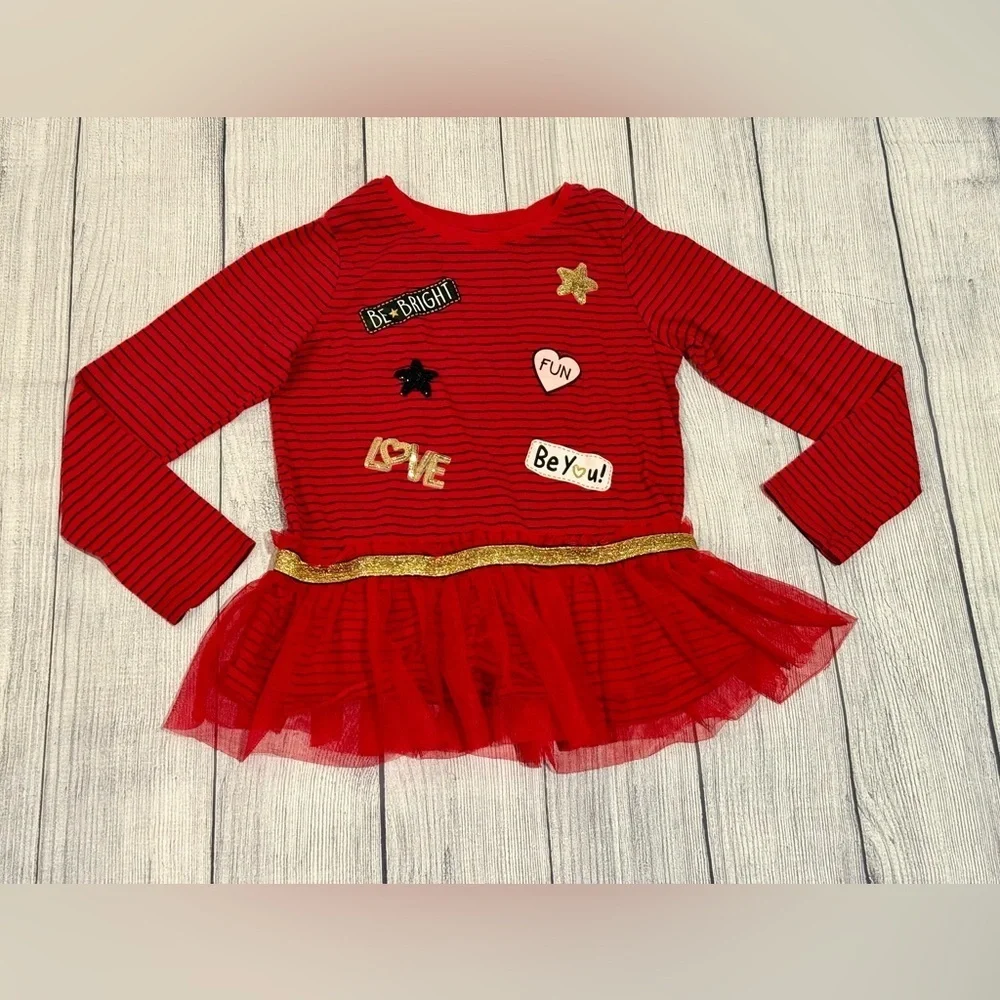 365 Kids from Garanimals Red Striped Long Sleeve Tutu Dress Girls Size 8